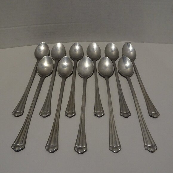 LOT 11 Farberware Romance Stainless Teaspoons Indonesia 6 1/4" Iced Tea Spoons - Picture 1 of 5